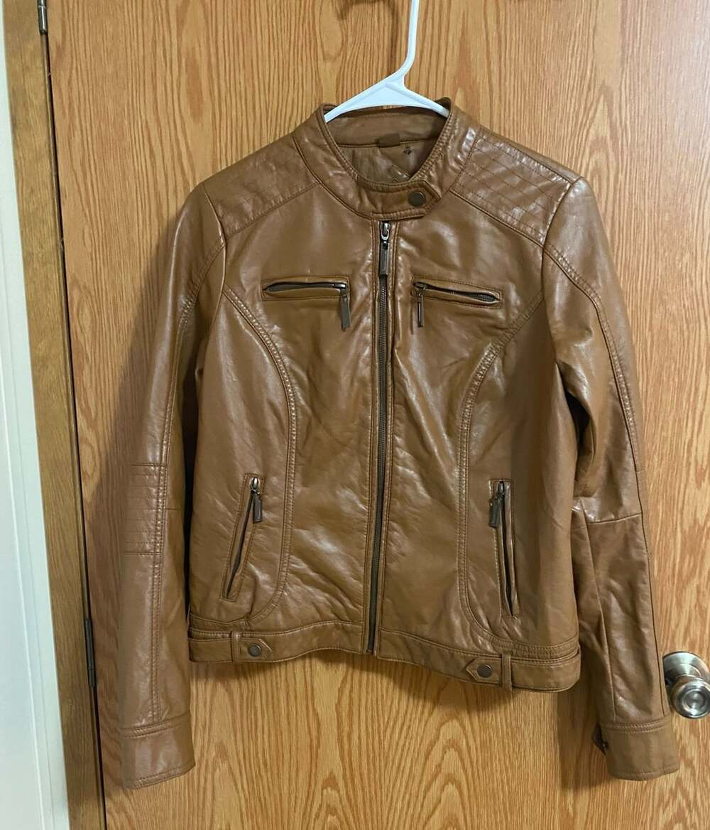 JouJou Faux Leather Moto Jacket Size M Brown